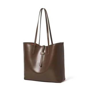 High Quality Cowhide Portable Shoulder Bags Large Capacity Minimalist Women’s Genuine Leather Tote Bags with Inner Bag