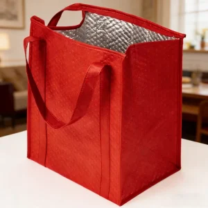 High Quality Customized NonWoven Fabric Grocery Thermal Tote Bag Insulated Cooler Lunch Bag Printed Logo Food Delivery Letter