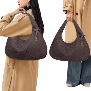 High Quality Handmade Braided Pu Soft Leather Frosted Material Braided Bag Retro Style Women Bag Suede Leather Tote Handbag