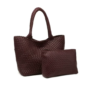 High Quality OEM ODM Internation Shopping PU Summer Luxury Handbags for Women European Style Handmade Woven Double Handles