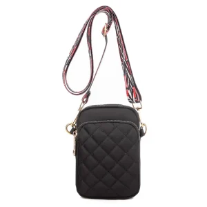 High Quality Quilted Cross Body Bag for Mobile Phone with Wide Strap Camera Mini Cross Body Bag