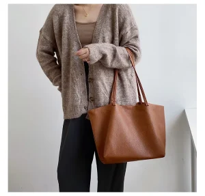 High Quality Stylish Lady Fashion PU Handbags for Women with Open Closure Two Straps Large Capacity & Soft Design