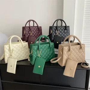 High Quality Women’s Lock Cross Body Leather Handbags Luxury Large Capacity Messenger Shoulder Purses 2pcs Set PU Leather