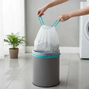 High Strength PE Recycled Material Garbage Bag Disposable Tall Kitchen Drawstring Trash Bags for Household Use