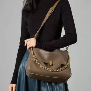 High end Casual Fashion Large Capacity Women’s Tote Bag Wear resistant PU Leather Chain Shoulder Crossbody Handbag