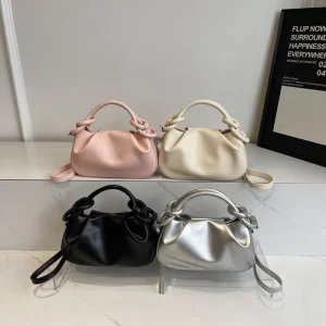 High end Texture Single Shoulder Crossbody Bag Pleated PU Magnetic Closure Single Strap Womens Light High value Cute Handbags