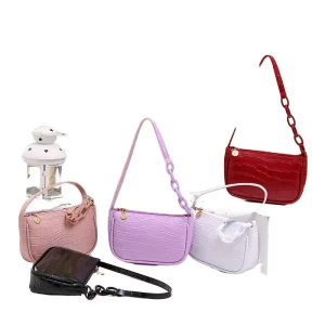 Hobo Ladies Crocodile Print Handbag Women’s Chain Shoulder Bag Polyester PU for Summer Mini Fashion for