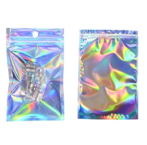 Holographic Gravure Printed Side Gusset Ziplock Bags Resealable For Feature For Cosmetic Jewelry Packaging (Customizable)