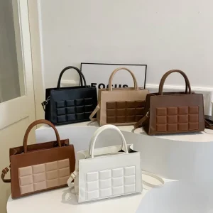 Hot Selling Fashion Woman Crossbody Bags Large Sling Square Bags Chocolate Shape Woman Handbags