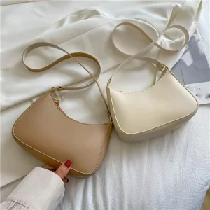 Hot Selling Female Student Women Temperament PU Leather Crossbody Bag Simple Solid Fresh Underarm Shoulder Handbag