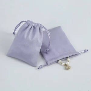 In Stock Flannel Drawstring Pouches for Jewelry Lipstick Cosmetics with Custom Logo