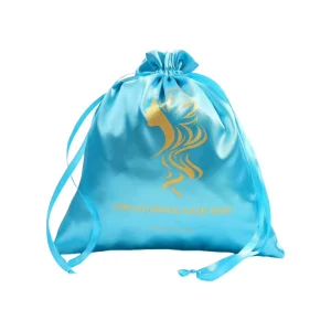 In stock new candy color silk gift jewelry bag drawstring satin bag printing satin bag