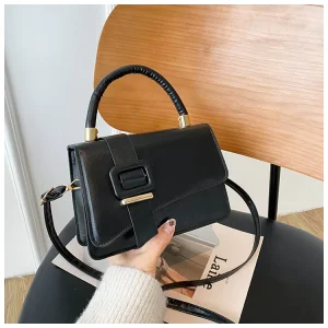 Ins Summer New High Quality Solid Color Clamshell PU Women’s Fashion Zipper Locking Crossbody Handbag Frame Shape Canvas