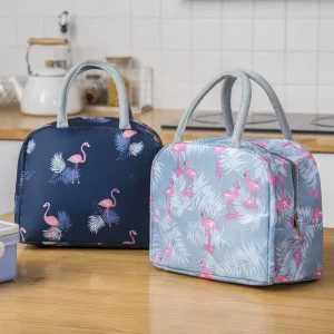 Insulated 2 Persons Fashion Lunch Box Tote Bag Zipper Closure Polyester Material 21x14x5cm Thermal Design Food Storage