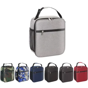 Insulated Kids Lunch Bag With Foldable Design Large Capacity Reusable Bento Tote for School & Travel Modern Simple Style