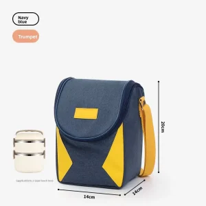 Insulated Lunch Bag Aluminum Foil Lining Oxford Cloth Zipper Closure Bento Handbag for Office Workers Outdoor Use Refrigerated