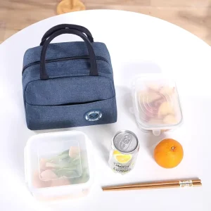 Insulated PVC Lunch Bag Portable Waterproof Stain Resistant Large Capacity for Work and School Students Polyester