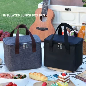 Insulation Lunch Bags Polyester Aluminum Foil Thickened Bento Tote Bags for Student Office Worker Waterproof Picnic Cooler Bags