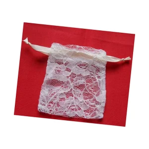 Ivory Lace Drawstring Pouch Bag