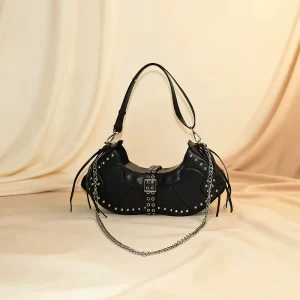 JIOMAY PU Leather Crossbody Bag Rivet Tassel Chain Two Straps Waterproof Women’s Shoulder Bag MOQ 50pcs Brand Factory Customized