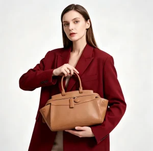 JOYBRIDGE Luxury Women’s Vintage National Genuine Leather Handbags Zipper Closure Durable Portable Waterproof Polyester Lining