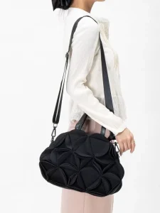 Japanese Korean Design Floral Shaped Handbag Women PU Patchwork Zipper Single Strap Three-dimensional Floral Tote
