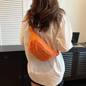 Japanese Style Lightweight Nylon Waist Bag Simple Trendy One Shoulder Design Waterproof Zipper Crossbody Mobile Bag For Men