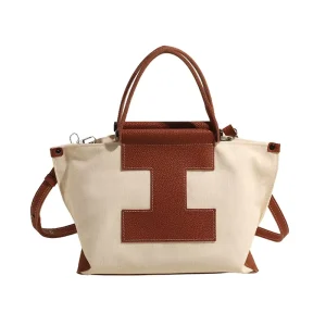 Japanese and Korean Fashion New Hand held Tote Bag Canvas Large Capacity Color Matching Canvas Shoulder Messenger Bag