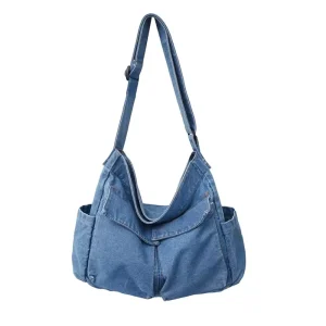 Jean Lady Tote Large Capacity Denim Shoulder Sling Hobo Bag Casual Women Handbag Daily Travel Shopping Bag