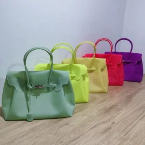 Jelly Casual Tote Bag Summer Transparent Large Capacity Two Straps Under Arm Bag Water Resistant Shoulder Bag