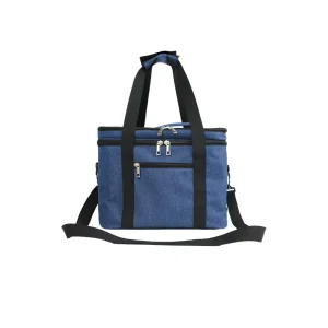 Keep Warm and Cold Portable Shoulder Carried Large Capacity Double Layer Lunch Bag with Zipper Closure