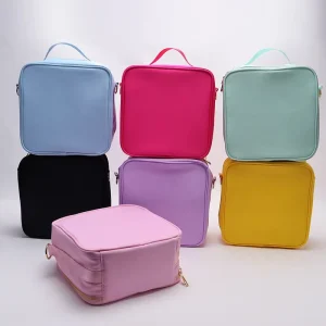 Keymay Stock 8 Colors Reusable Cooler Bag With Adjustable Shoulder Strap for Kids Work School Picnic Nylon Lunch Box Bag