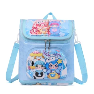 Kids’ Large-Capacity Breathable PU Lunch Bag Childlike and Cute Design for Elementary School and Office Workers