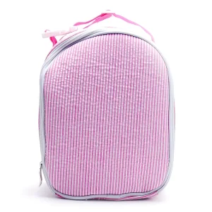 Kids Seersucker Picnic Case Lunch Box Portable Cotton School Boy Cooler Bag