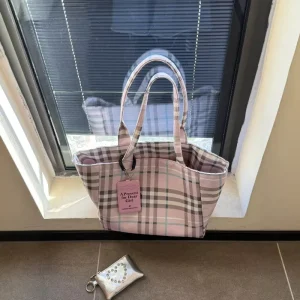 Korean Ins Style Plaid Crossbody Canvas Women’s Handheld Bag Large Capacity Daily Versatile
