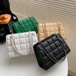 Korean Retro Chain Solid Color Underarm Bag Casual Summer Shoulder Bag Handbag Messenger Luxury Cosmetic Fashion Ladies