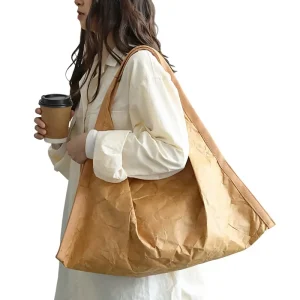 Korean Style Casual Tote Bag Ins Fashion Pleated Big Size Magnetic Buckle Closure Women’s Shoulder Bag Internet Popular Washed
