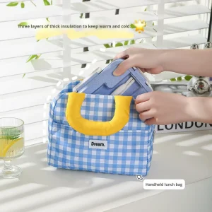 Korean Style Handheld Polyester Lunch Box Bag Large Capacity Insulated Thickened Aluminum Foil Work School Bento