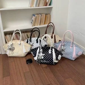 Korean Style Instagram Fashion Geometric Pattern Three-Strap Zipper Crossbody Bag Women’s Large Capacity Hand-Held Tote Casual