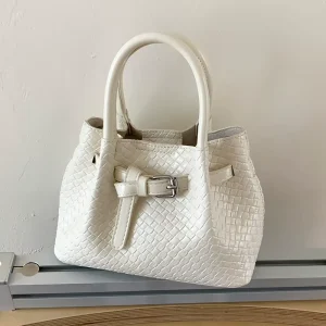 Korean Style Portable Woven Pattern Shoulder Bag Women’s Hand-Carrying Vegetable Basket Tote Summer