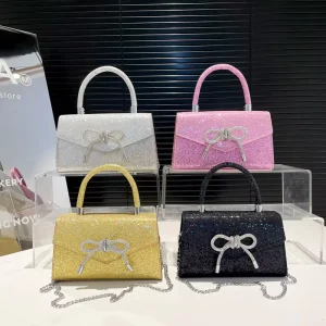 Korean Style Shiny New Fashion One-shoulder Lace-up Flip Chain Crossbody Women’s Bag