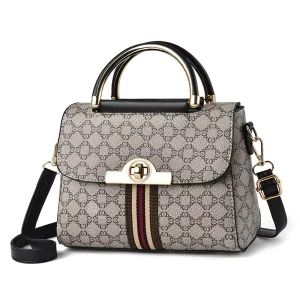 Korean Women’s Bag Color Popular Ladies Vintage Pattern PU Portable Messenger Bag Crossbody Handbag for Women