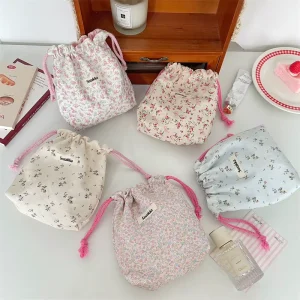 Korean-style Floral-patterned Modern Minimalist Portable Storage Bag for Jewelry Cosmetic Organization