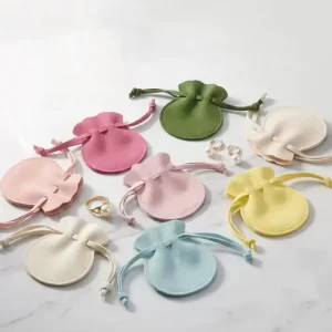 LOGO Microfiber Drawstring Bag Jewelry Pouch Dust Bag Gift Packaging Drawstring Bag Custom Print for Necklace Gift Packaging