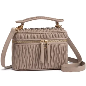 LOVEVOOK Crossbody Bag Small Vegan Leather Quilted Fashion Shoulder Handbags Top Handle Bag for Daily Crossbody Purses for Women
