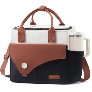 LOVEVOOK Insulated Lunch Bag for Women Lunch Box Tote Bag with Side Pockets Reusable Cooler Bag for Work Picnic Beach Family