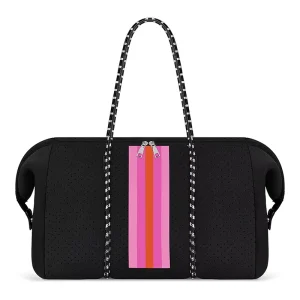Ladies Design Shoulder Bag Summer Handbags Black Neoprene Beach Bag With Small Wallet Women Zipper Tote Bag