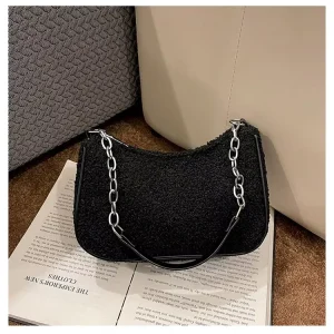 Ladies Long Strap Warm Underarm Bags Luxury Faux Fur Retro Plush Shoulder Handbags for Women
