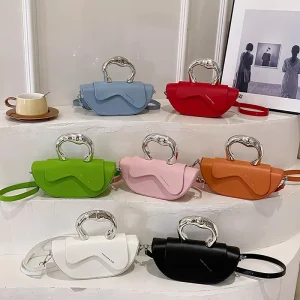 Ladies’ Luxurious PU Leather Flap Bag Fashionable Diagonal Designer Wallet Solid color Simple Saddle Bag 6580
