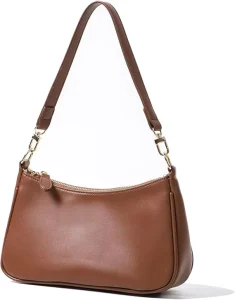 Ladies Luxury Fashion Crossbody Handbag with Vintage Style Single Strap Zipper Closure PU Leather Large Size Polyester Lining